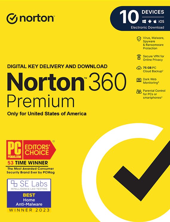 Norton 360 Premium 10 Devices 3 Years Windows/Mac/Android/iOS (Email Delivery) (Global Code)