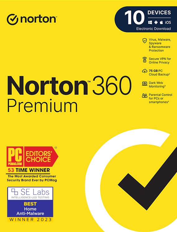 Norton 360 Premium 10 Devices 1 Year Windows/Mac/Android/iOS (Email Delivery) (Global Code)